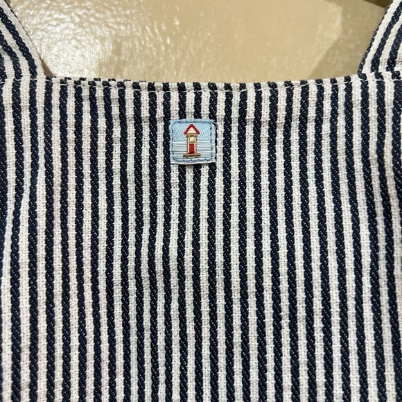 Jacadi Navy and White Striped Dress with Red Embroidery - Picture 4 of 7